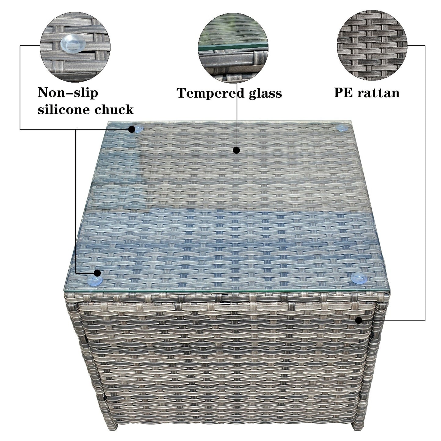 Set di mobili da giardino in vimini OVIOS da 7 pezzi con sedie a dondolo girevoli