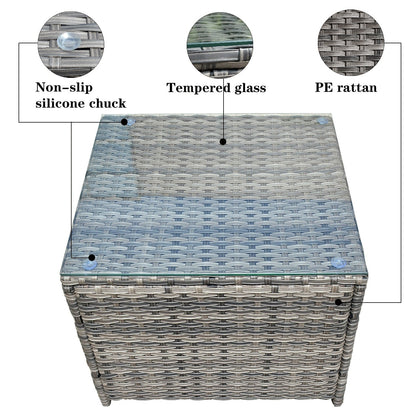 Set di mobili da giardino in vimini OVIOS da 7 pezzi con sedie a dondolo girevoli