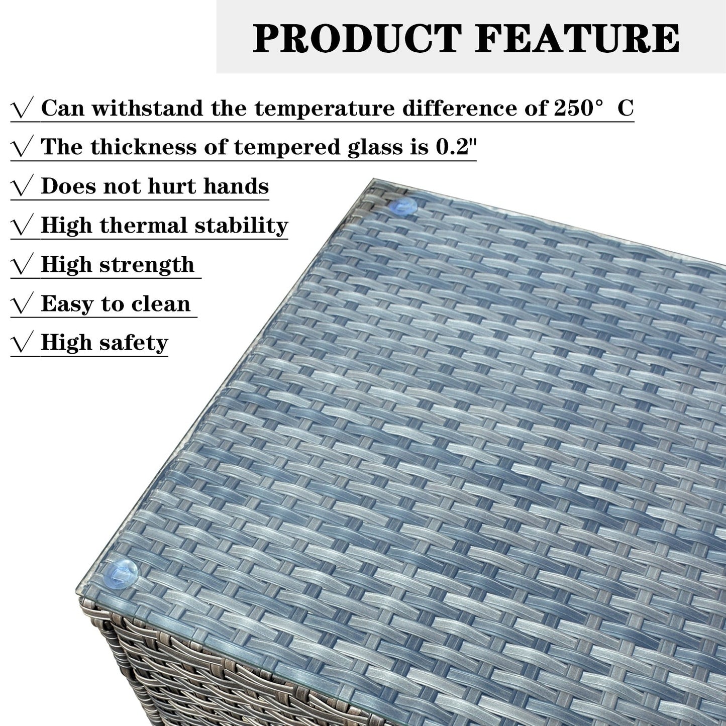 Set di mobili da giardino in vimini OVIOS da 7 pezzi con sedie a dondolo girevoli