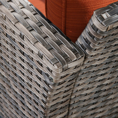 Set di mobili da giardino in vimini OVIOS da 7 pezzi con sedie a dondolo girevoli