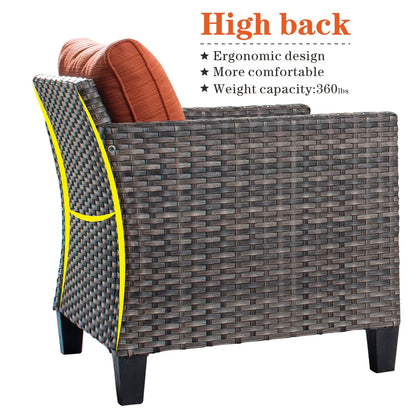 Set di mobili da conversazione in vimini da giardino OVIOS da 8 pezzi con sedie girevoli