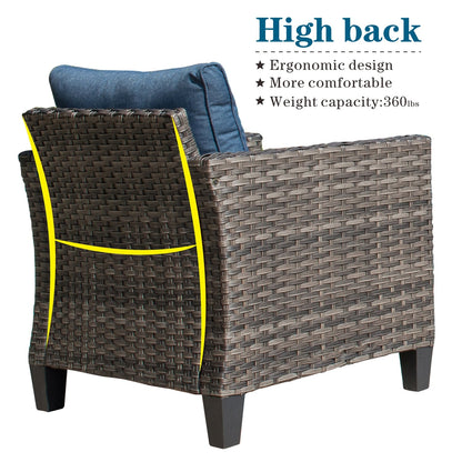 Set di mobili da conversazione in vimini da giardino OVIOS da 8 pezzi con sedie girevoli