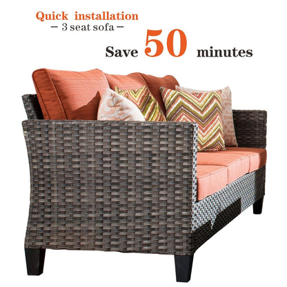 Set di mobili da conversazione in vimini da giardino OVIOS da 8 pezzi con sedie girevoli