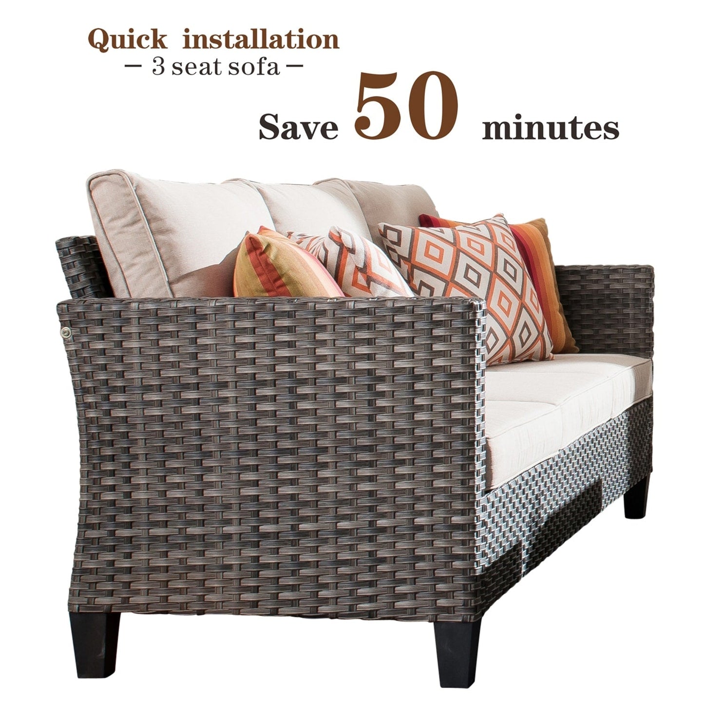 Set di mobili da conversazione in vimini da giardino OVIOS da 8 pezzi con sedie girevoli