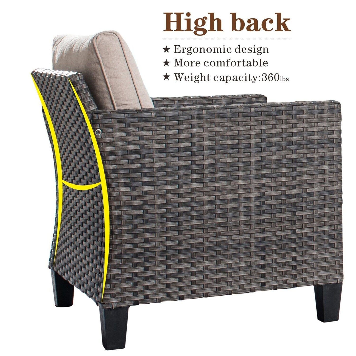 Set di mobili da conversazione in vimini da giardino OVIOS da 8 pezzi con sedie girevoli