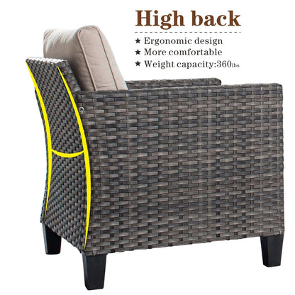 Set di mobili da conversazione in vimini da giardino OVIOS da 8 pezzi con sedie girevoli