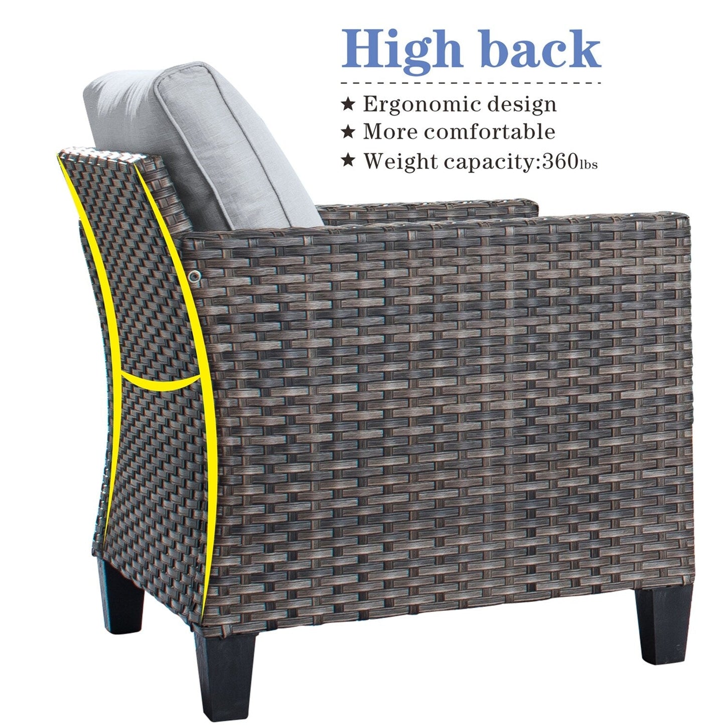 Set di mobili da conversazione in vimini da giardino OVIOS da 8 pezzi con sedie girevoli