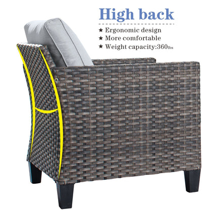 Set di mobili da conversazione in vimini da giardino OVIOS da 8 pezzi con sedie girevoli