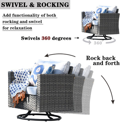 Set di mobili da conversazione in vimini da giardino OVIOS da 8 pezzi con sedie girevoli