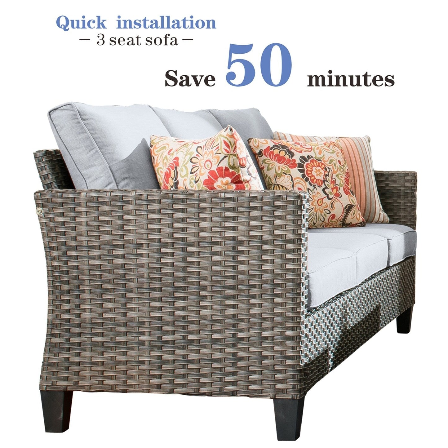 Set di mobili da conversazione in vimini da giardino OVIOS da 8 pezzi con sedie girevoli