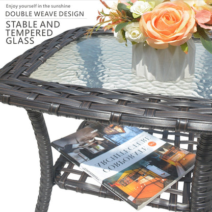 Set di divani da conversazione in vimini da giardino OVIOS da 6 pezzi con sedie a dondolo girevoli