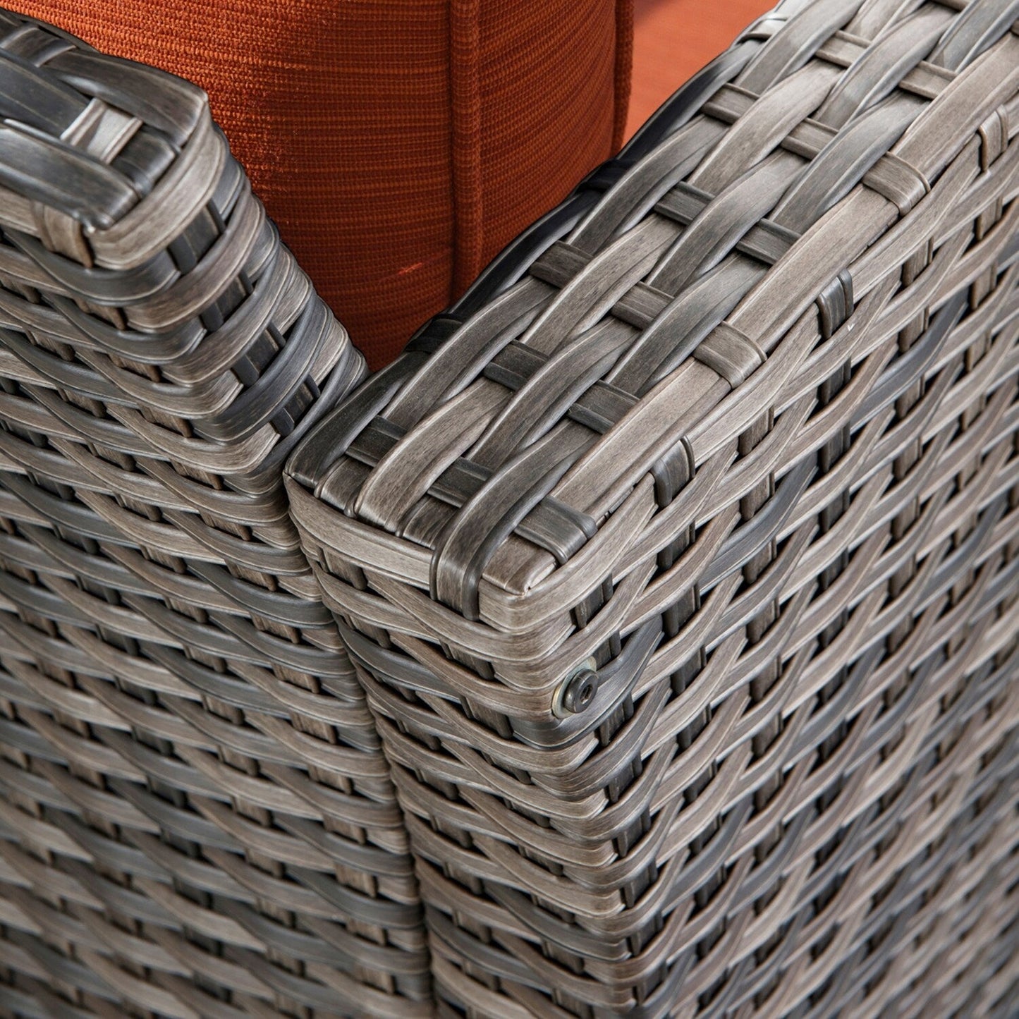 Set di divani da conversazione in vimini da giardino OVIOS da 6 pezzi con sedie a dondolo girevoli