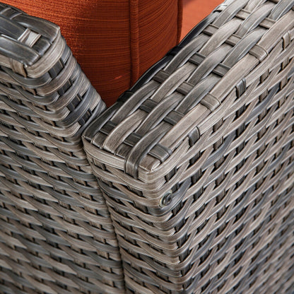 Set di divani da conversazione in vimini da giardino OVIOS da 6 pezzi con sedie a dondolo girevoli