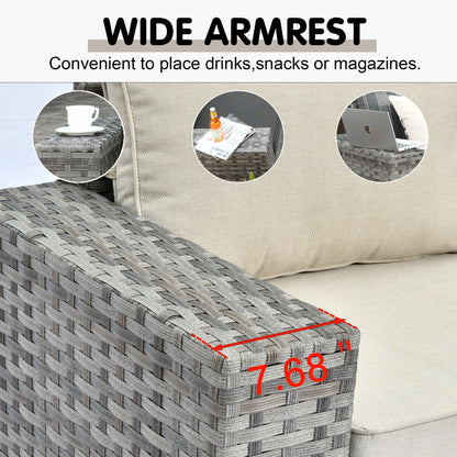 Set da 12 pezzi con tavolo e braccioli larghi per mobili da giardino in vimini OVIOS