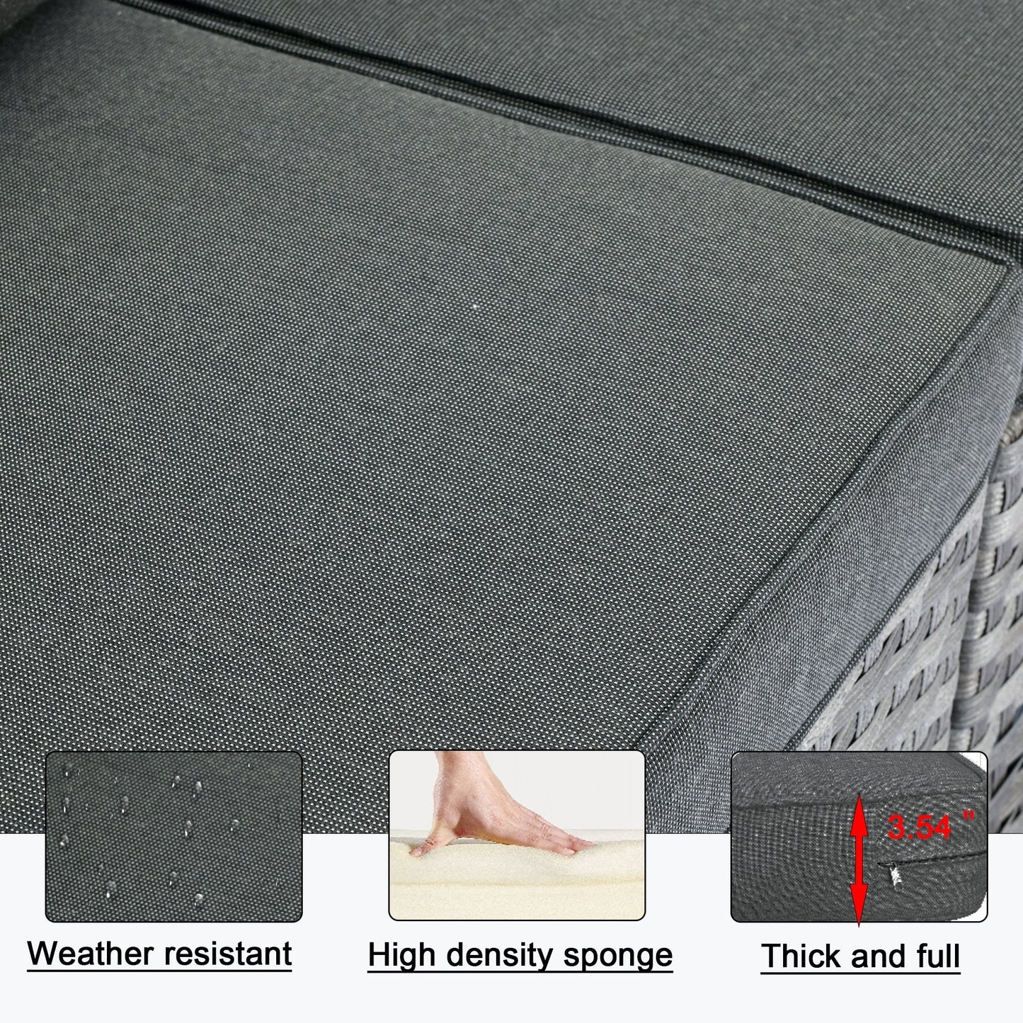 Set da 12 pezzi con tavolo e braccioli larghi per mobili da giardino in vimini OVIOS