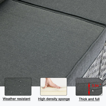 Set da 12 pezzi con tavolo e braccioli larghi per mobili da giardino in vimini OVIOS