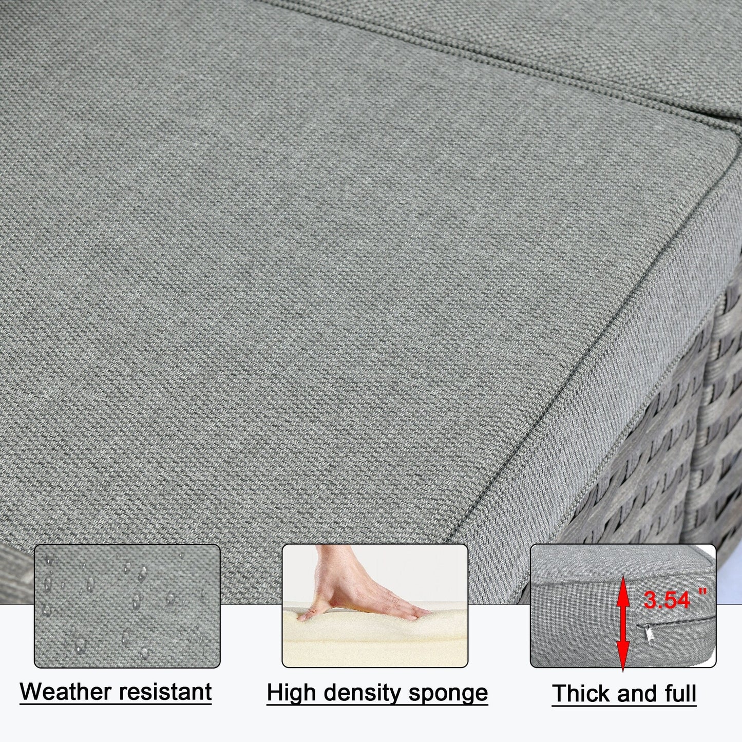 Set da 12 pezzi con tavolo e braccioli larghi per mobili da giardino in vimini OVIOS