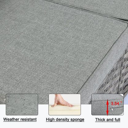 Set da 12 pezzi con tavolo e braccioli larghi per mobili da giardino in vimini OVIOS