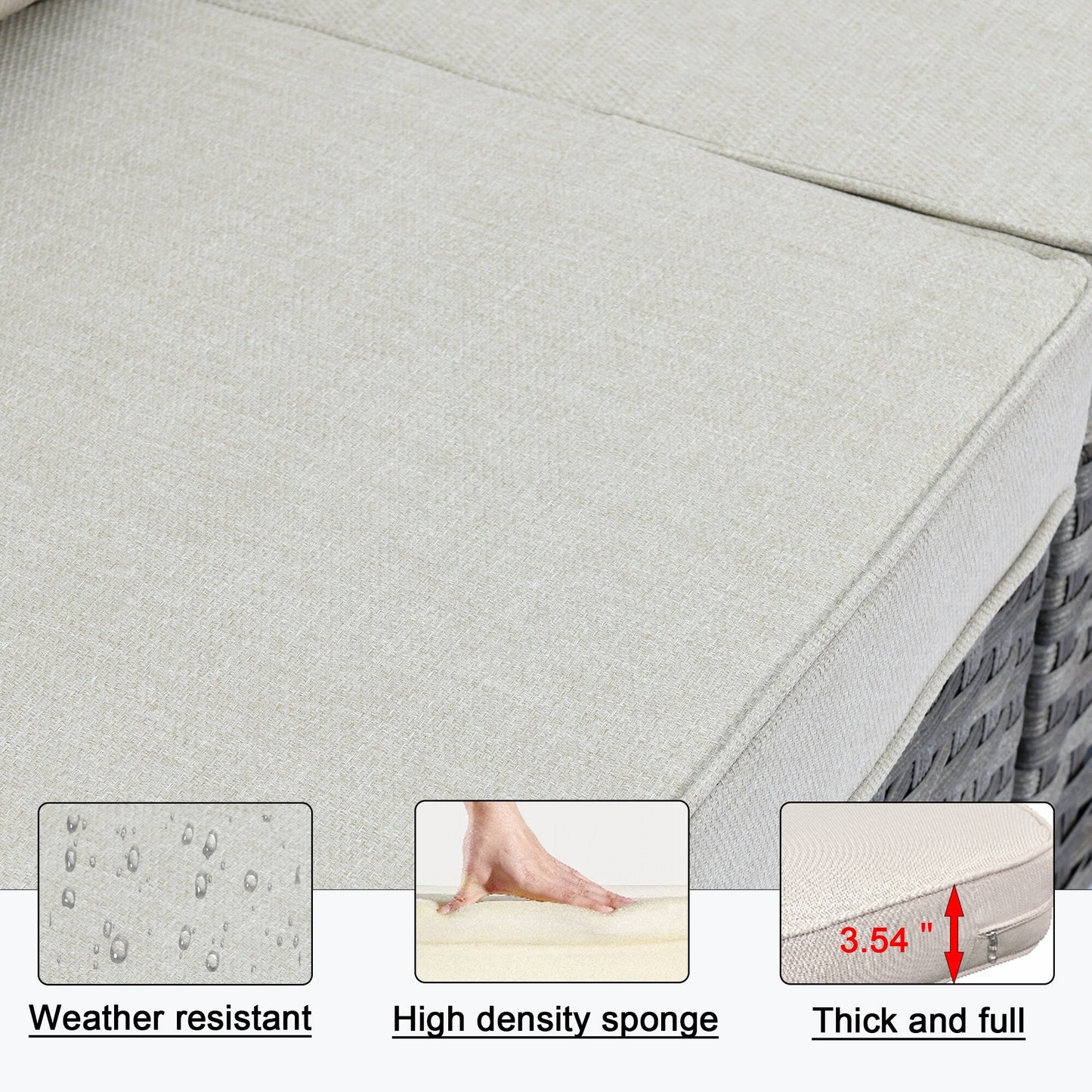 Set da 12 pezzi con tavolo e braccioli larghi per mobili da giardino in vimini OVIOS