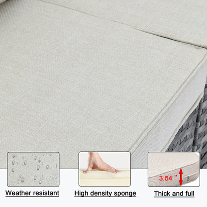 Set da 12 pezzi con tavolo e braccioli larghi per mobili da giardino in vimini OVIOS