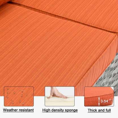 Set da 12 pezzi con tavolo e braccioli larghi per mobili da giardino in vimini OVIOS