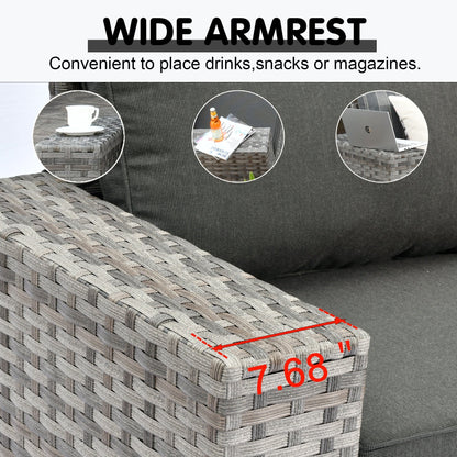 Set da 12 pezzi con tavolo e braccioli larghi per mobili da giardino in vimini OVIOS