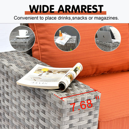 Set da 12 pezzi con tavolo e braccioli larghi per mobili da giardino in vimini OVIOS