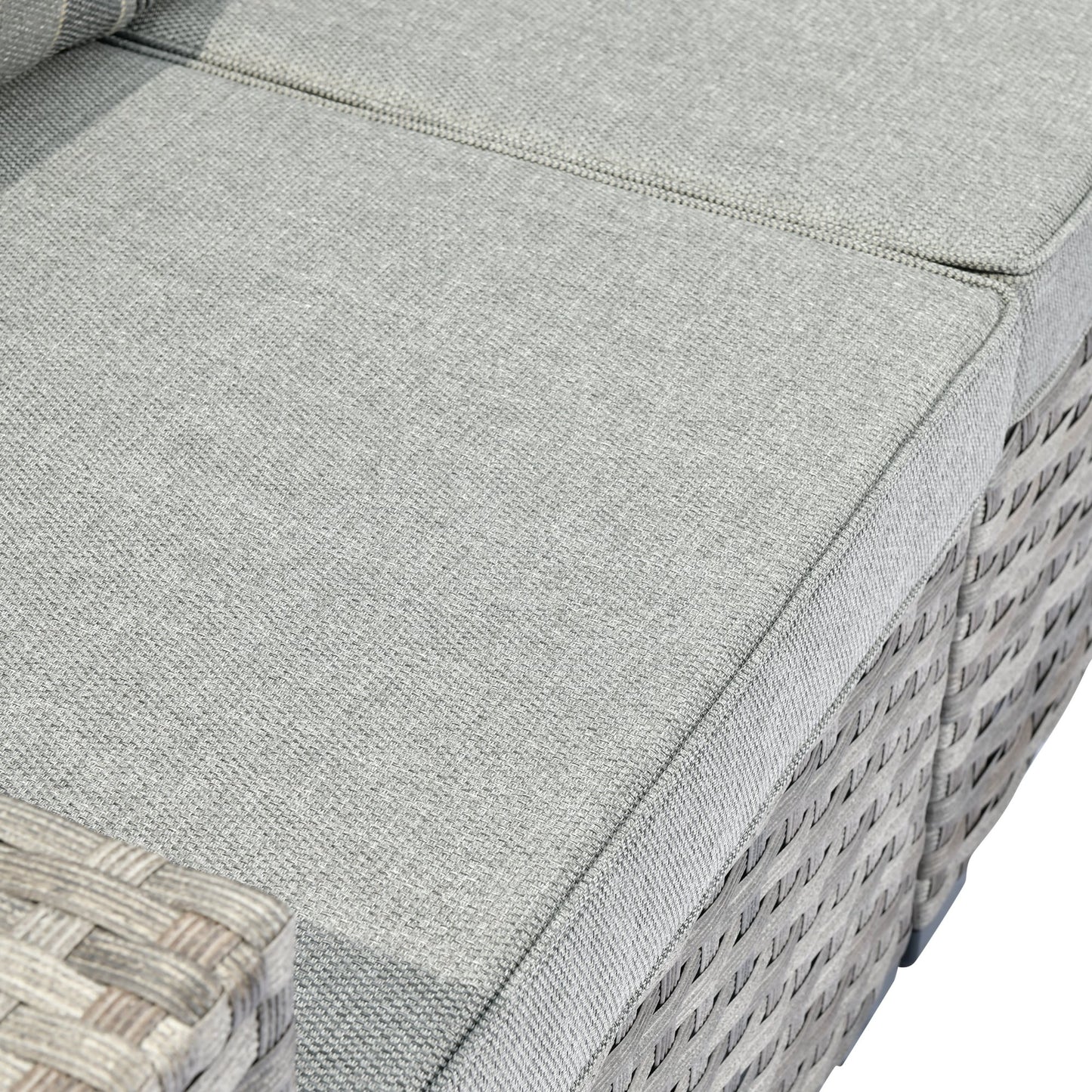 Set da 6 pezzi con tavolo e braccioli larghi per mobili da giardino in vimini OVIOS