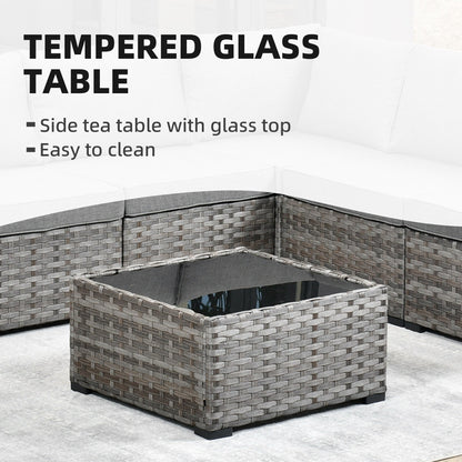 Set da 6 pezzi con tavolo e braccioli larghi per mobili da giardino in vimini OVIOS