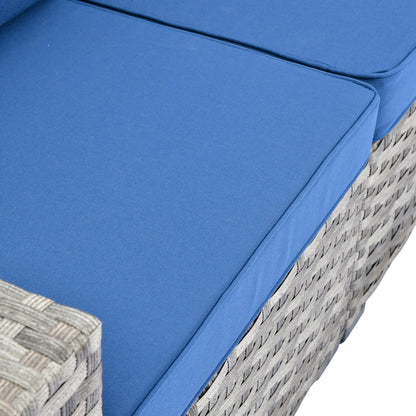 Set da 6 pezzi con tavolo e braccioli larghi per mobili da giardino in vimini OVIOS