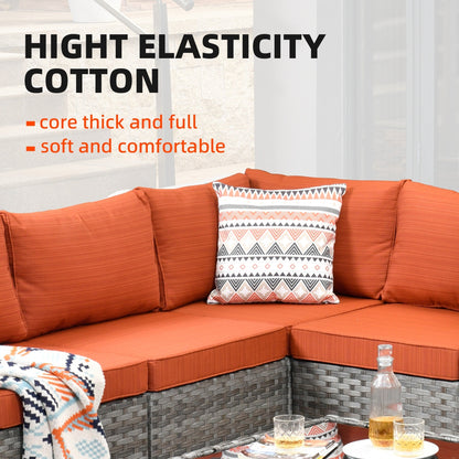 Set da 6 pezzi con tavolo e braccioli larghi per mobili da giardino in vimini OVIOS