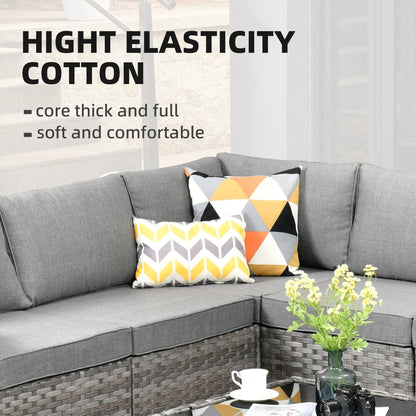 Set da 6 pezzi con tavolo e braccioli larghi per mobili da giardino in vimini OVIOS