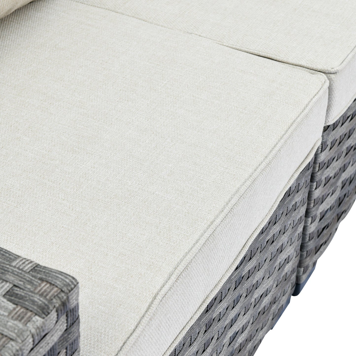 Set da 6 pezzi con tavolo e braccioli larghi per mobili da giardino in vimini OVIOS