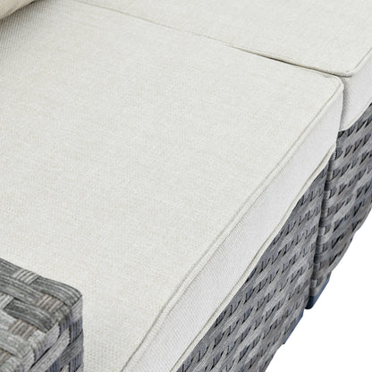 Set da 6 pezzi con tavolo e braccioli larghi per mobili da giardino in vimini OVIOS