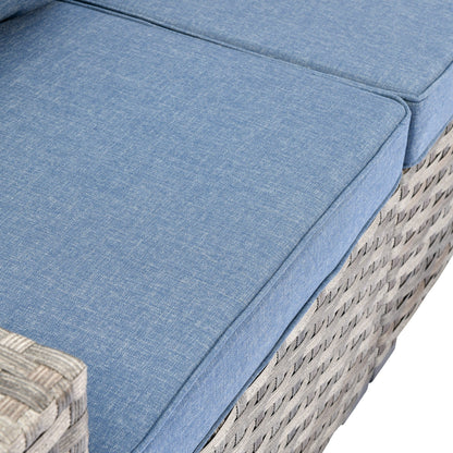 Set da 6 pezzi con tavolo e braccioli larghi per mobili da giardino in vimini OVIOS