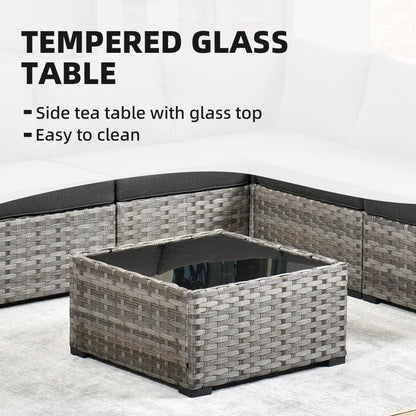 Set da 6 pezzi con tavolo e braccioli larghi per mobili da giardino in vimini OVIOS