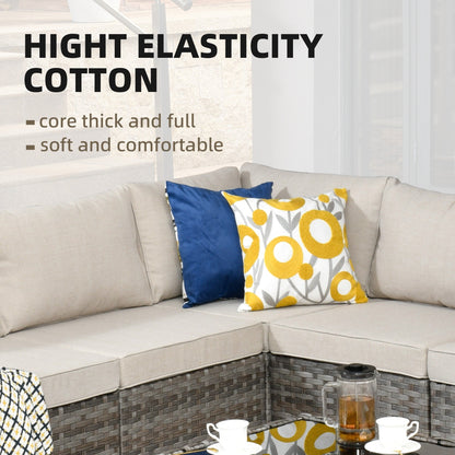 Set da 6 pezzi con tavolo e braccioli larghi per mobili da giardino in vimini OVIOS