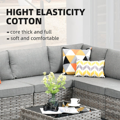 Set da 6 pezzi con tavolo e braccioli larghi per mobili da giardino in vimini OVIOS