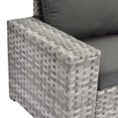 Set da 6 pezzi con tavolo e braccioli larghi per mobili da giardino in vimini OVIOS