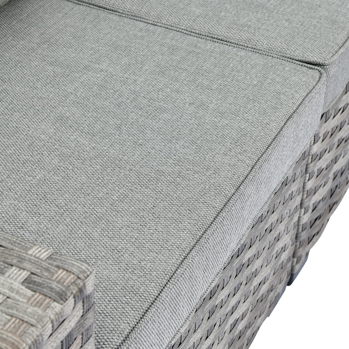 Set da 6 pezzi con tavolo e braccioli larghi per mobili da giardino in vimini OVIOS