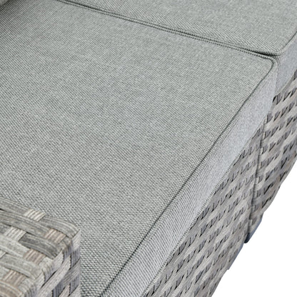 Set da 6 pezzi con tavolo e braccioli larghi per mobili da giardino in vimini OVIOS