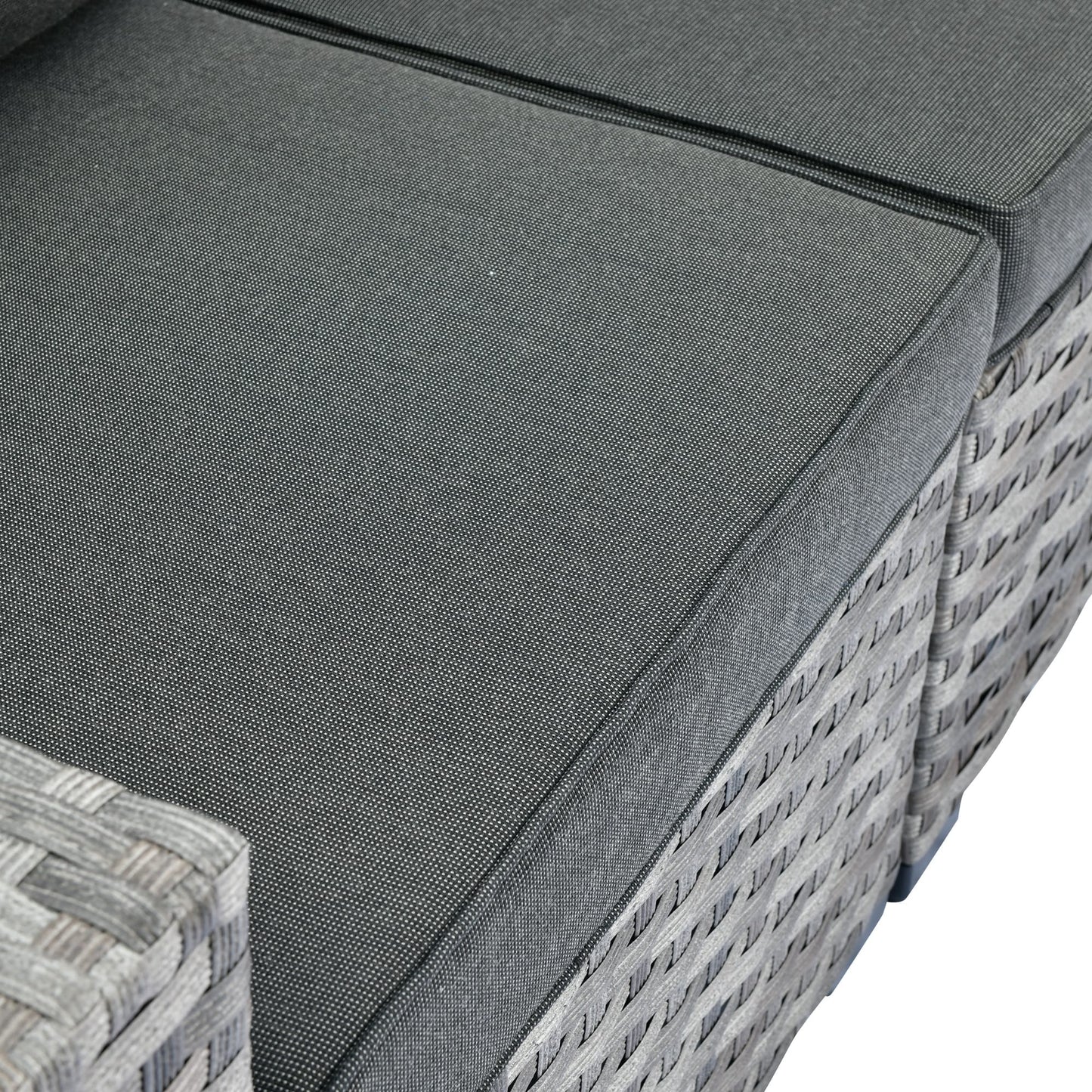 Set da 6 pezzi con tavolo e braccioli larghi per mobili da giardino in vimini OVIOS