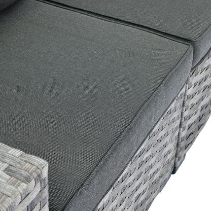 Set da 6 pezzi con tavolo e braccioli larghi per mobili da giardino in vimini OVIOS