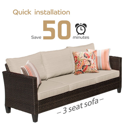 Set di 5 mobili da giardino in vimini con schienale alto OVIOS