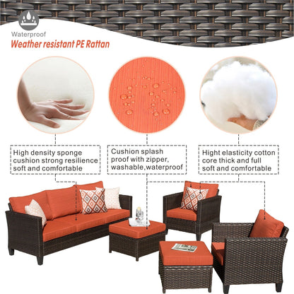 Set di 5 mobili da giardino in vimini con schienale alto OVIOS