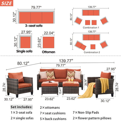 Set di 5 mobili da giardino in vimini con schienale alto OVIOS