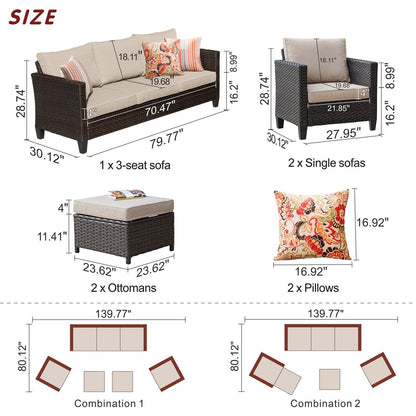 Set di 5 mobili da giardino in vimini con schienale alto OVIOS