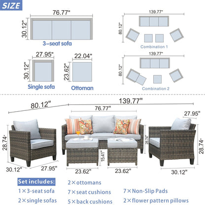 Set di 5 mobili da giardino in vimini con schienale alto OVIOS