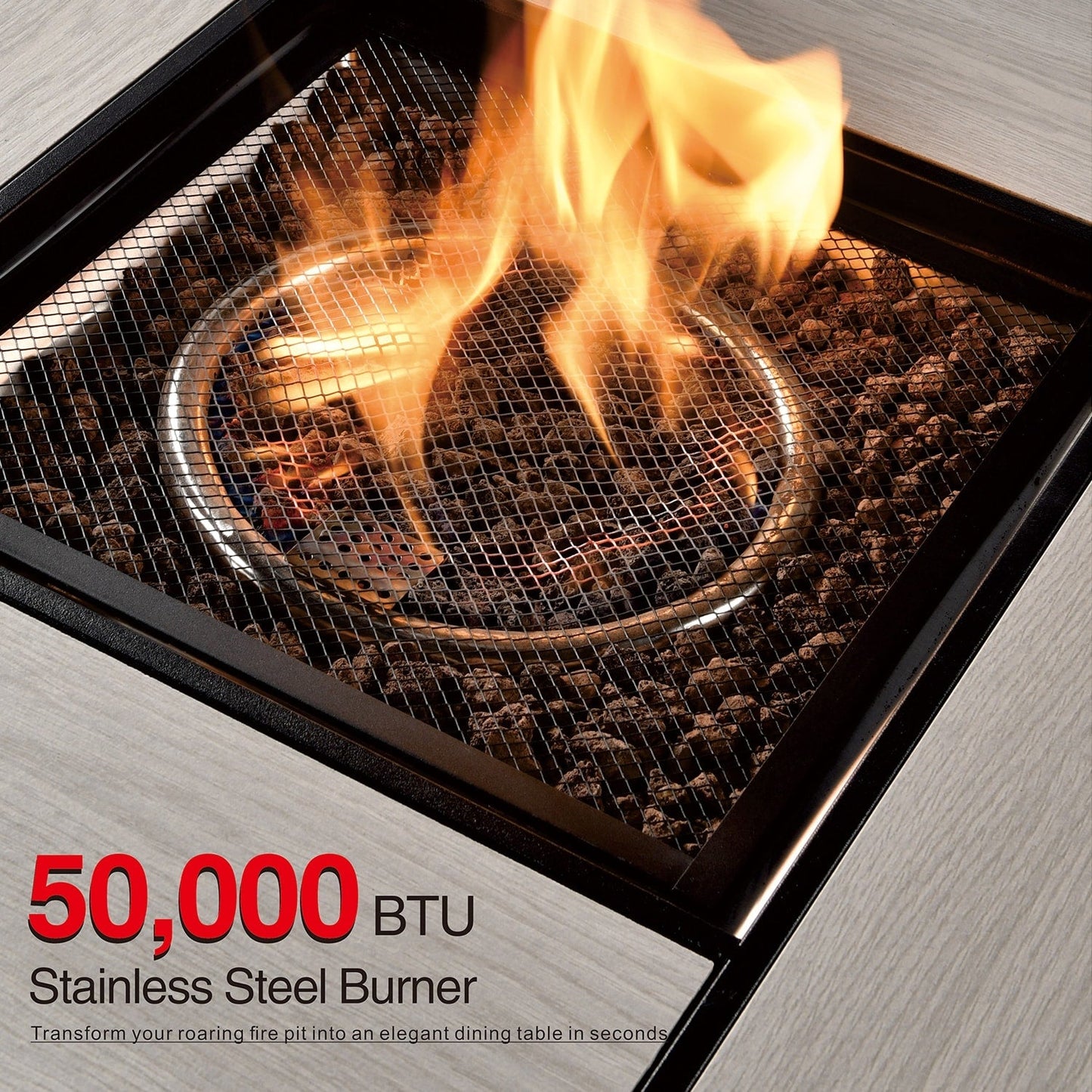 Set di 5 sedie da giardino in vimini OVIOS con tavolo da fuoco da 30 cm