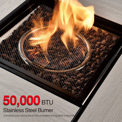 Set di 5 sedie da giardino in vimini OVIOS con tavolo da fuoco da 30 cm